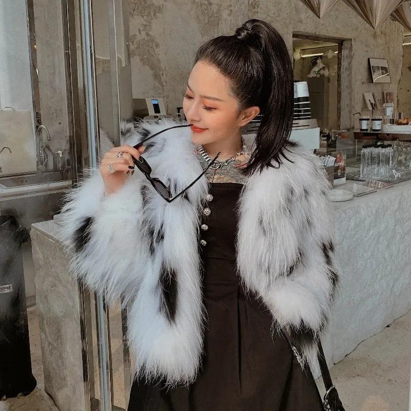 Winter New Imitation Raccoon Hair Imitation Fur Jacket Imitation Fox Hair Cotton Warm Top Short Fur Women