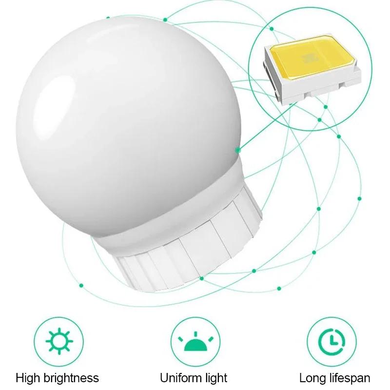 10 LEDS Makeup Mirror Light Bulbs Vanity Lights USB Adhesive Bathroom Dressing Table Light Dimmable LED Vanity Mirror Light