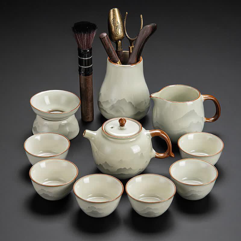 Youluo Ru Kiln Ceramic Gongfu Tea Set with Auto Water Supply