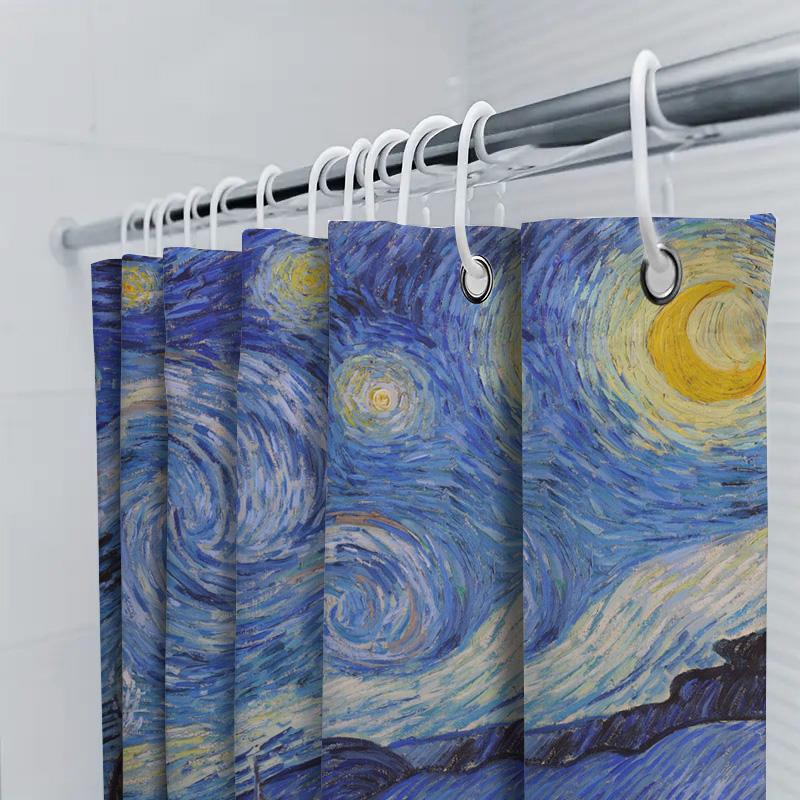 Van Goghs Sternennacht: Künstlerisches Meisterwerk Duschvorhang Für Eine Einzigartige Und Inspirierende Badezimmerdekoration