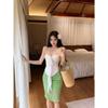 Bow straps backless sleeveless tube top swimsuit 's summer short wear hot girls sexy slim slim hot spring
