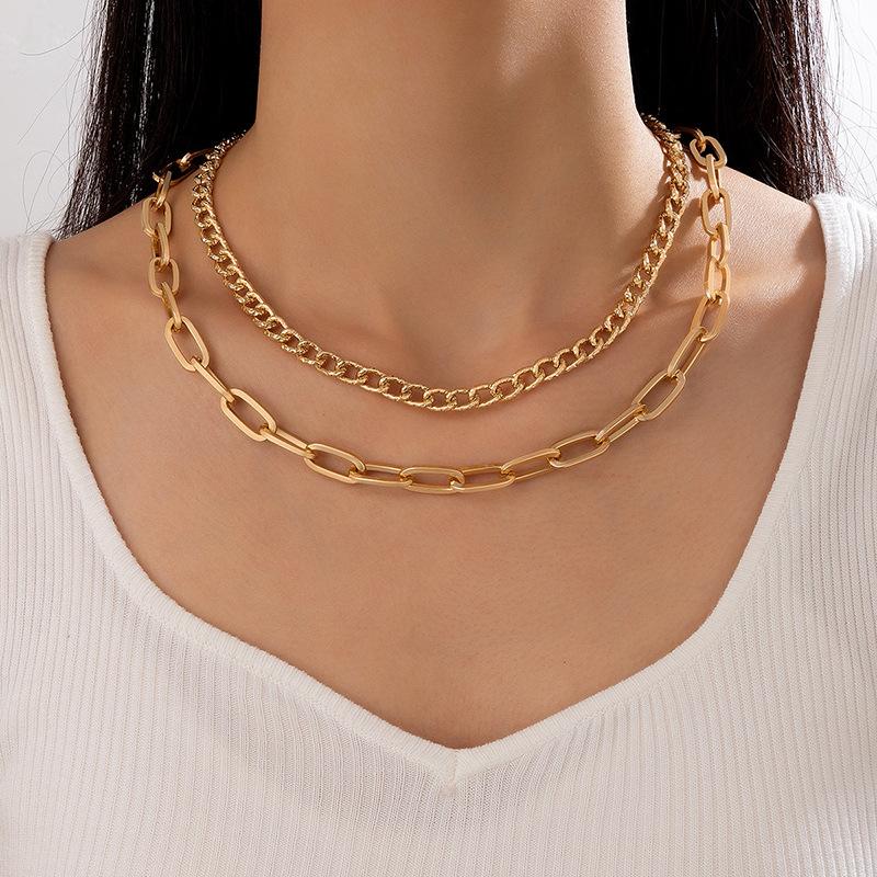 

New product trend hip hop simple short exaggerated neck chain punk style single layer necklace alloy collarbone chain