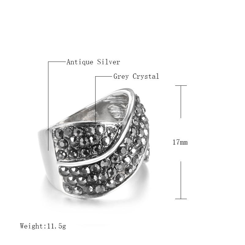 Vintage Big Rings Antique Color Multilayer Full Tiny Black Zircon Rings For Women Engagement Fashion Jewelry