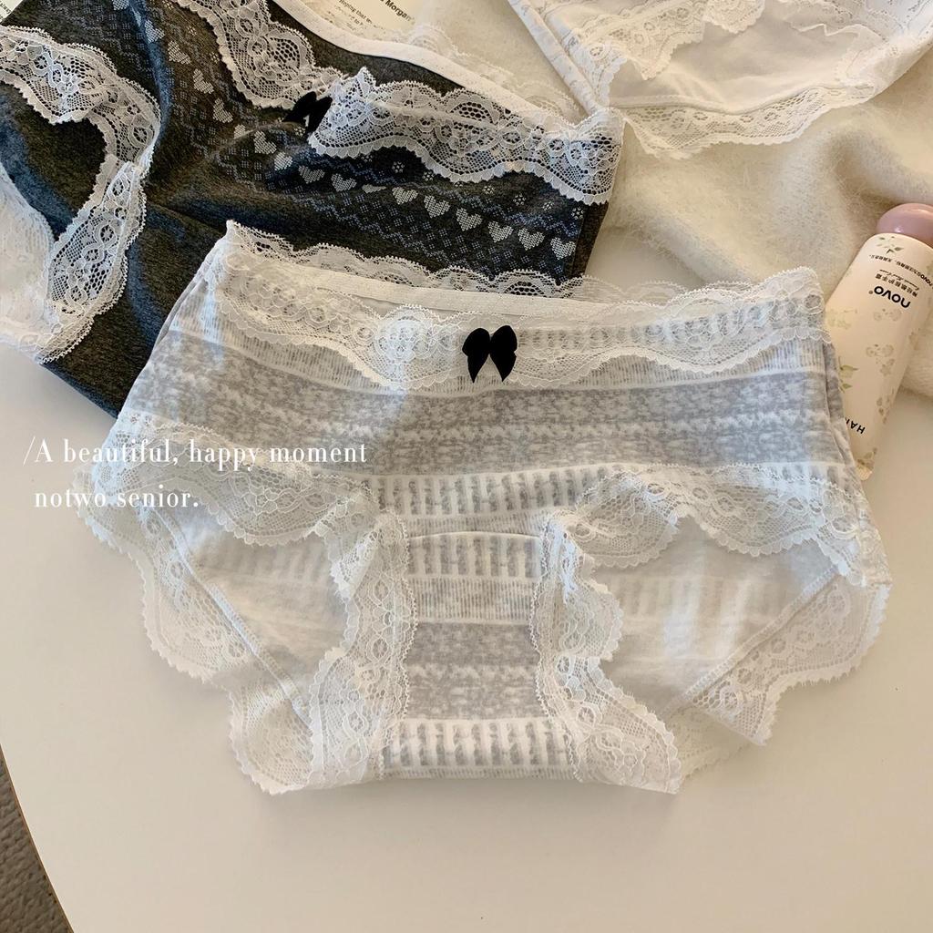 Japanese Fair Isle Cotton Panties: Soft, Breathable, Lace-Trimmed Triangle Briefs
