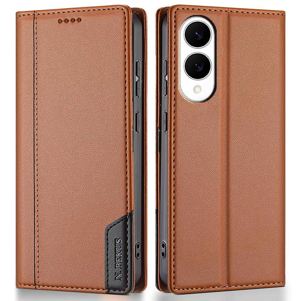 N.BEKUS P3 For Samsung Galaxy S25 Edge Case RFID Blocking Wallet Stand PU Leather Flip Phone Cover