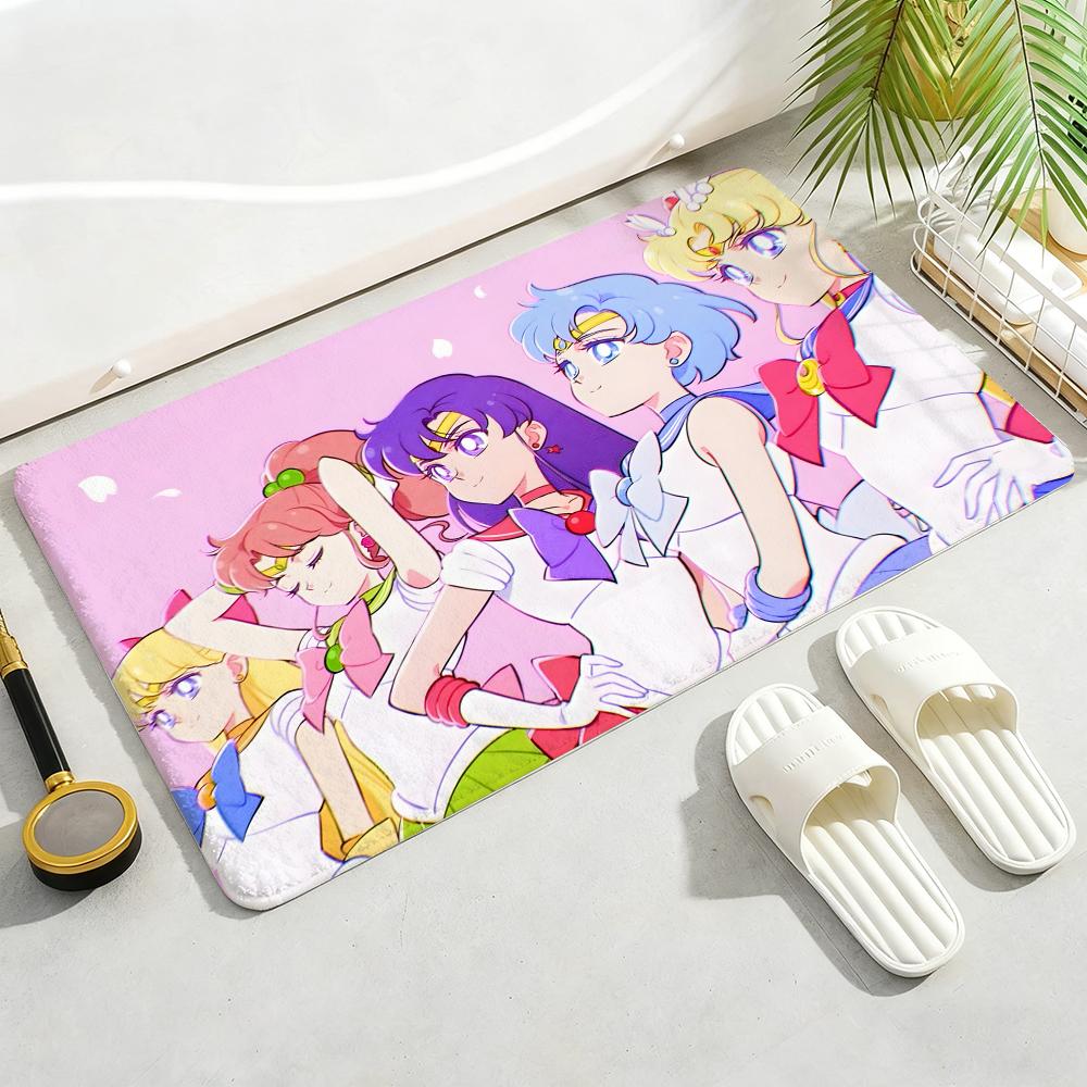 ANIME S-SAILOR-MOON Floor Mat Soft Thickened Non-Slip Door Mat for Living Room Home Decor Flannel Rugs