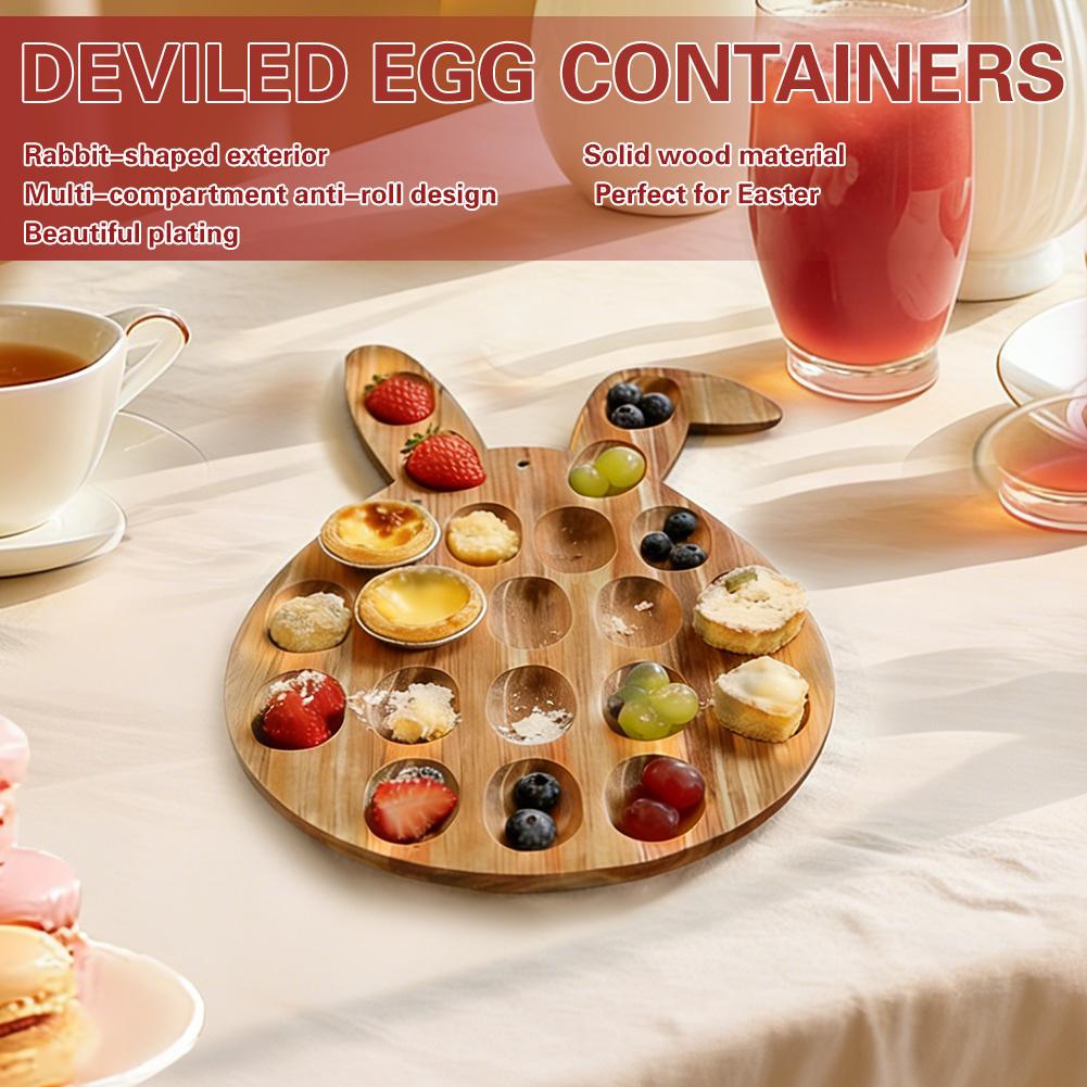 Easter Wooden Bunny Egg Tray Shatterproof Desktop Wooden Protective Rack Double Row Smooth Single Row Kitchen Organizer