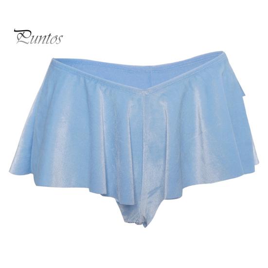 Women Shorts V-shaped Low Waist Ultra Short Pleated Solid Color Patchwork Elastic Soft Summer Lady Party Club Mini Skirt