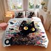 3pcs Colorful Fish & Kitten Printed Bedding Set, Soft and Comfortable Quilt Cover for Bedroom, Guest Room (1 Duvet Cover + 2 Pillowcases, Pi