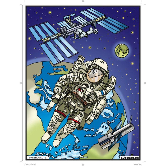 Tableau Velours à colorier Pour enfant L'Astronaute
