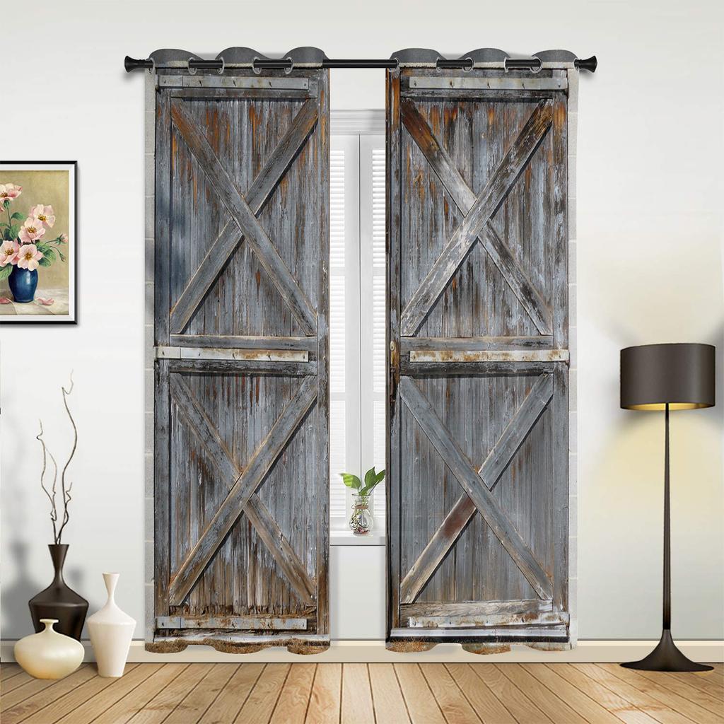 Holztür Retro Vorhänge für Schlafzimmer Wohnzimmer Vorhänge Küche Kinderzimmer Fenster Vorhang Moderne Heimdekoration