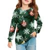 Christmas Day Girls' Long Sleeve Blouse - Round Neck Soft Waist Tunic