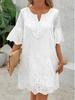 2025 Summer Women's Three-quarter Sleeve V-neck Dress
