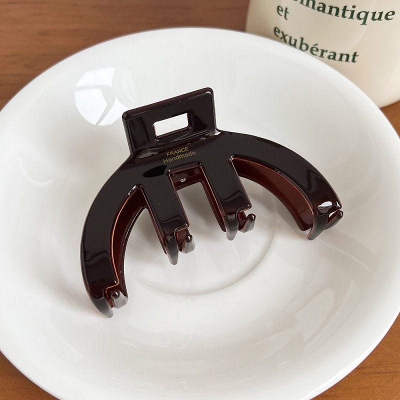 1pc French Hair Clip with High-end Feel, Shark Clip with Curved Hollow Out, Light Luxury, Black and White Pattern Hair Grab