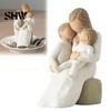 Healing Home Ornament Mother Holding Baby Figurine, Resin Family Love Statue for Bedroom Desk, Desktop Decoration Study Heartwarming Decor Ornament,