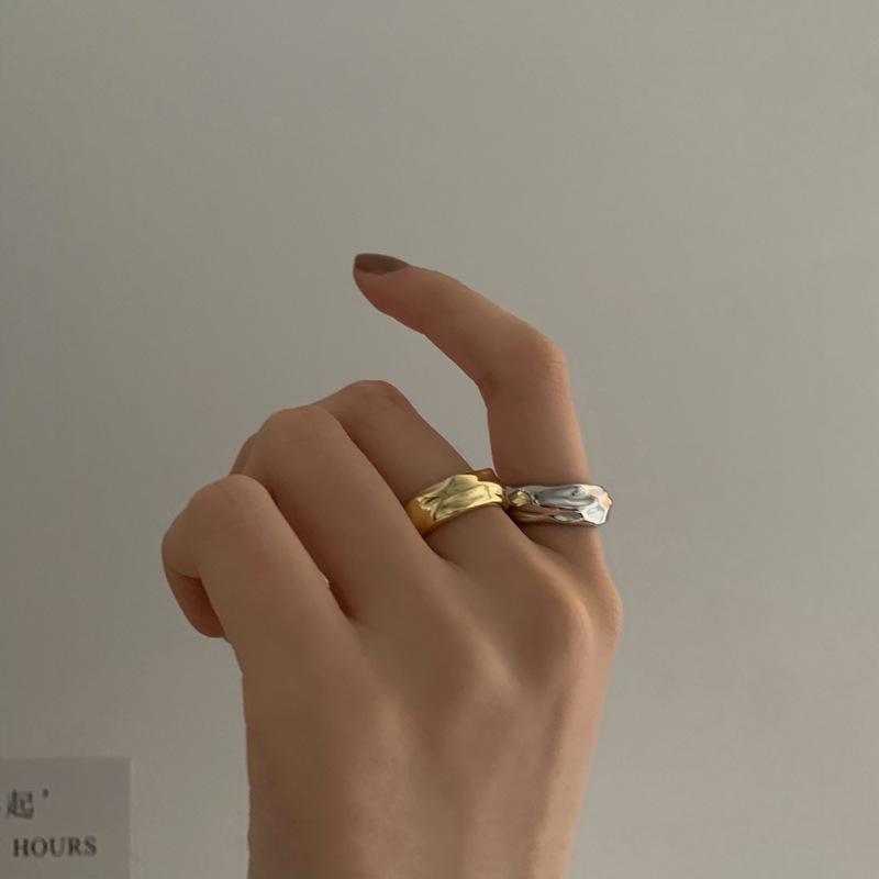 ANENJERY Ring for Women Men Irregular Concave Finger Rings Adjustable Jewelry Dropshipping