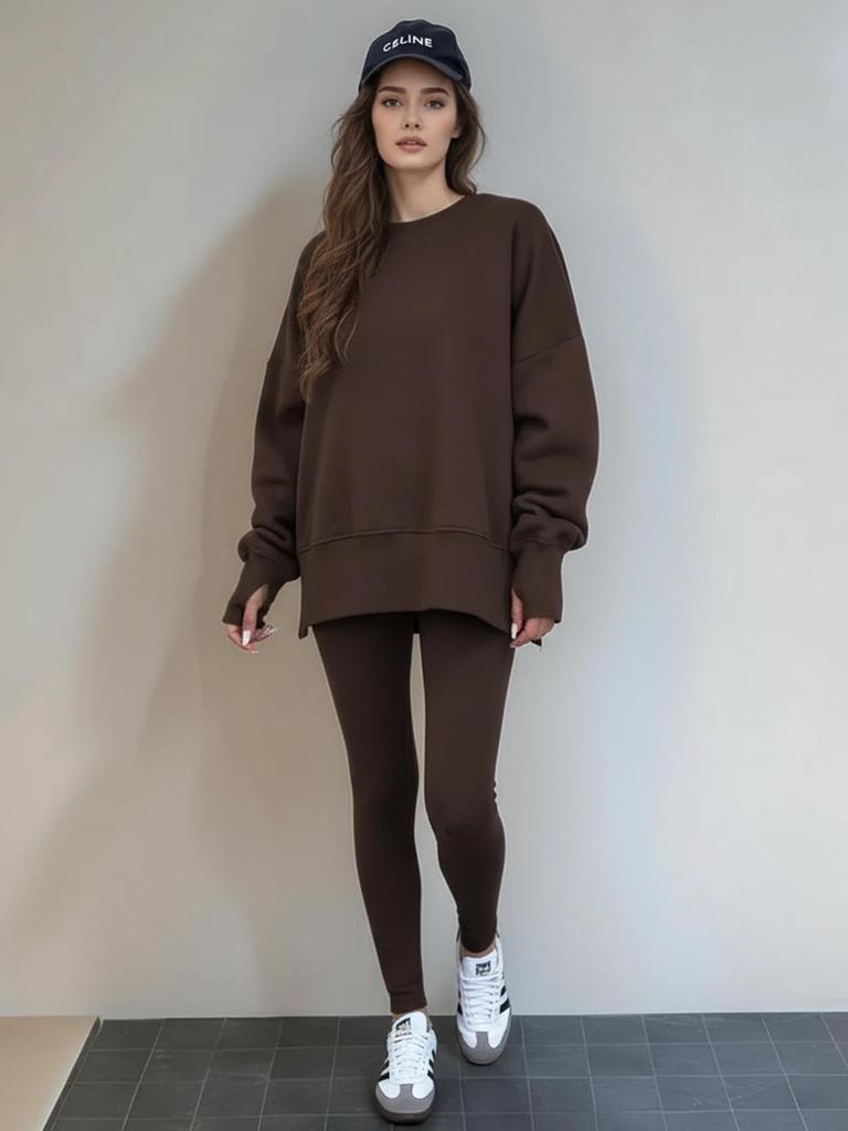 Women's European & American Casual Loose Sweatshirt and Skinny Pants Set - 2025 Autumn/Winter Collection