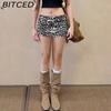 BITCED Frühlings Damen Einfarbig Slim-Fit Streetwear Low-Waist Leopardenmuster Rock
