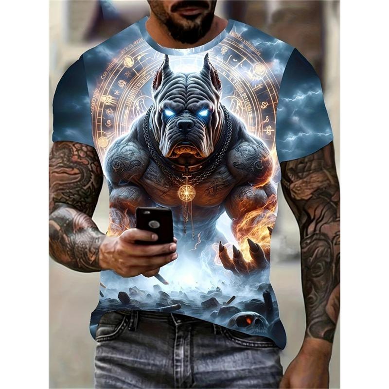 

Trend Bulldog Graphic T Shirts For Men Fashion Summer Streetwear Hip Hop 3D Printed T-shirts Cool Oversized S