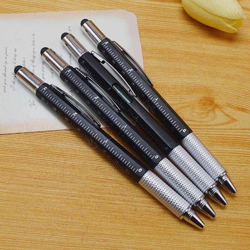 Compact 6-in-1 Multifunctional Tool Pen with Level & Touchscreen Stylus