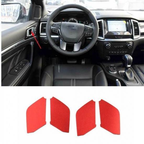 Aluminum alloy 4pcs Red Inner Door Bowl Cover Trim For Ford Ranger 2015-