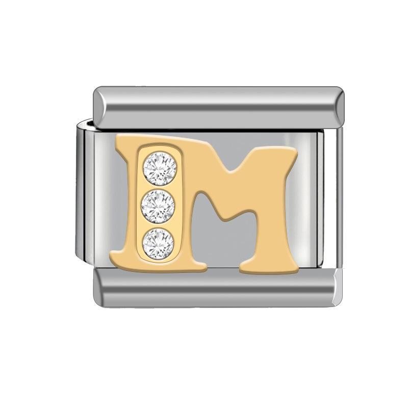 

9-миллиметровый итальянский браслет с подвесками: Съемный модуль Diamond Letter с эластичным ремешком для часов для женщин 2300070