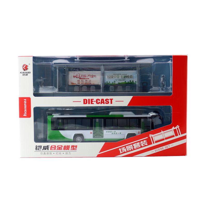 Car Child Friendly Toy With Bus Stop And Light Sound Effects In Alloy Material