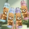 1PC Classic Brown Teddy Bear Print 750ml Color Plastic Sports Water Bottle Leakproof Flip Straw Lid Suitable for Sports Office Home Use