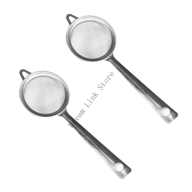 

2 Piece Stainless Steel Strainer Set for Cooking Frying and Baking Tasks Metal Flour Sieves Kitchen Tool срібний