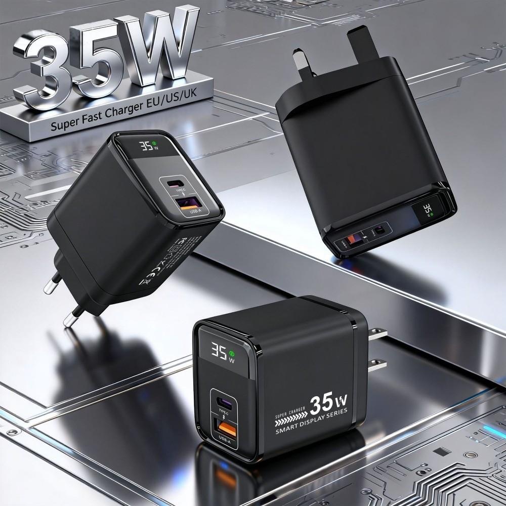Quick Charge Phone Fast Charger Digital Display Phone Power Adapter Wall Plug