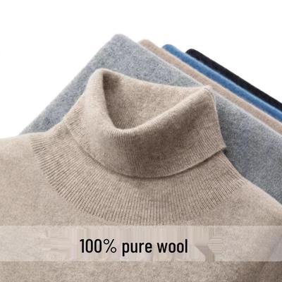 Men's Cashmere High Neck Knit Pullover Sweater, Plus Size, Autumn/Winter Collection