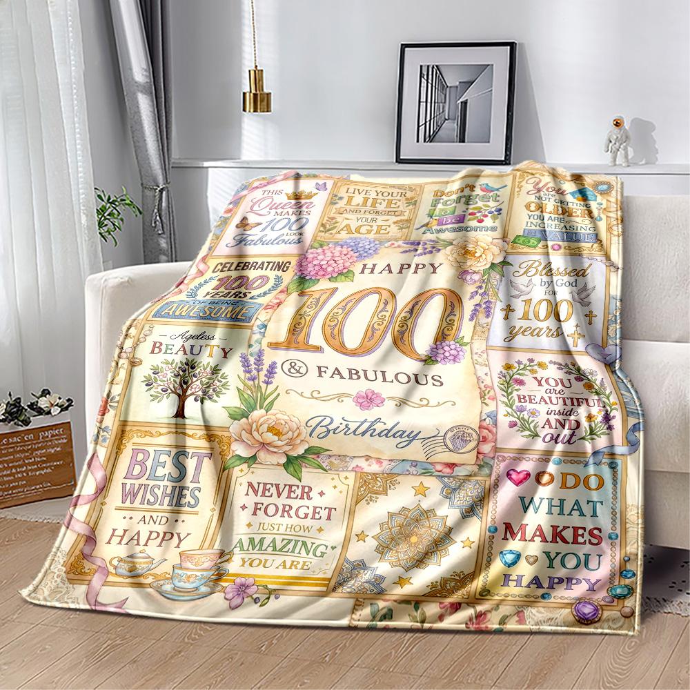Happy Years Birthday Blanket Ultra-Soft Suitable for Seaside Bed Picnics for All Seasons Warmthful Decor Perfect Gift for Relatives and Friends