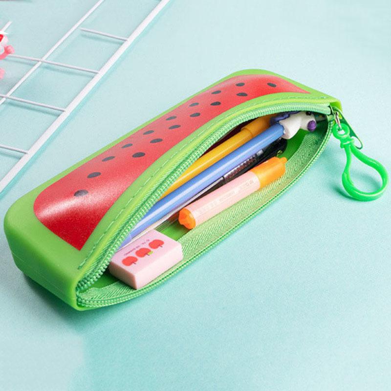 1 Pieces Cute Cartoon Kawaii Vegetables Portable Silicon Pen Pencil Bag Pocket School Stationary