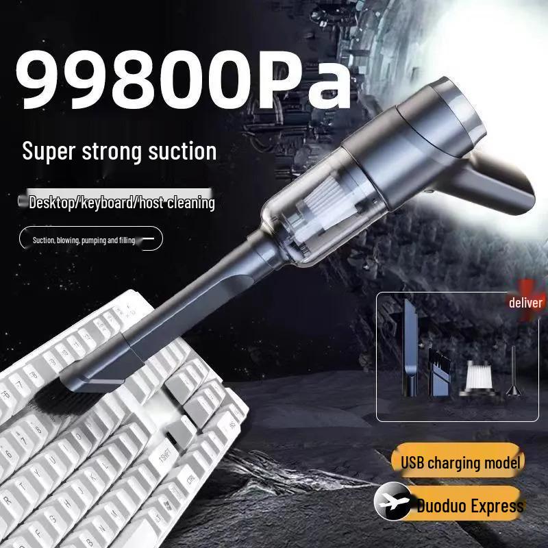 Rechargeable Dual-Purpose Vacuum & Blower: Handheld Cleaner for Home, Car, Desktop, Wardrobe & Hair Drying Tasks.