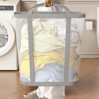 Wandmontierter Wäschekorb aus Nylonnetz Großes Fassungsvermögen Faltbarer Netz-Wäschekorb Atmungsaktiv mit Griff Netztasche College