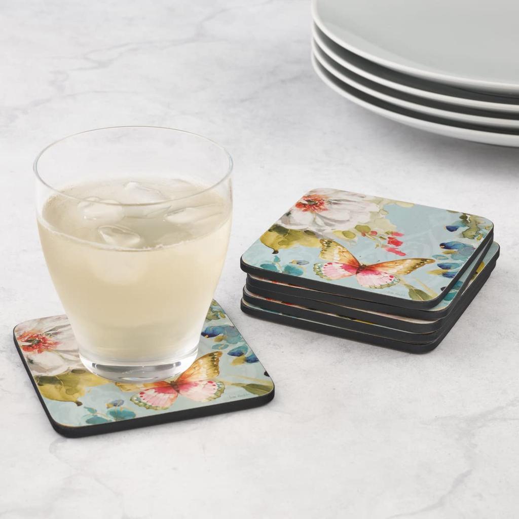 Pimpernel Colorful Breeze Collection Coasters Set of 6 Cork Backboard Heat and Stain Resistant Drink Coasters for Tabletop Protection Measures X