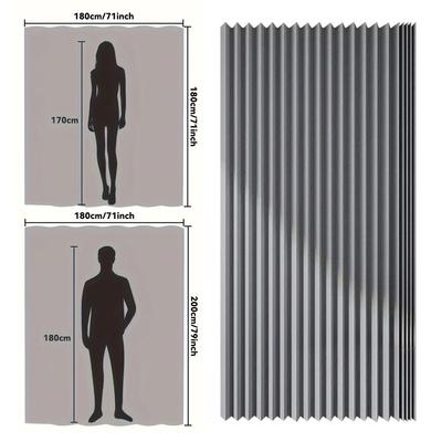 Foldable Magnetic Shower Curtain with 14 Hooks Bathtub Curtain Modern Privacy Bathroom Divider for Bathroom