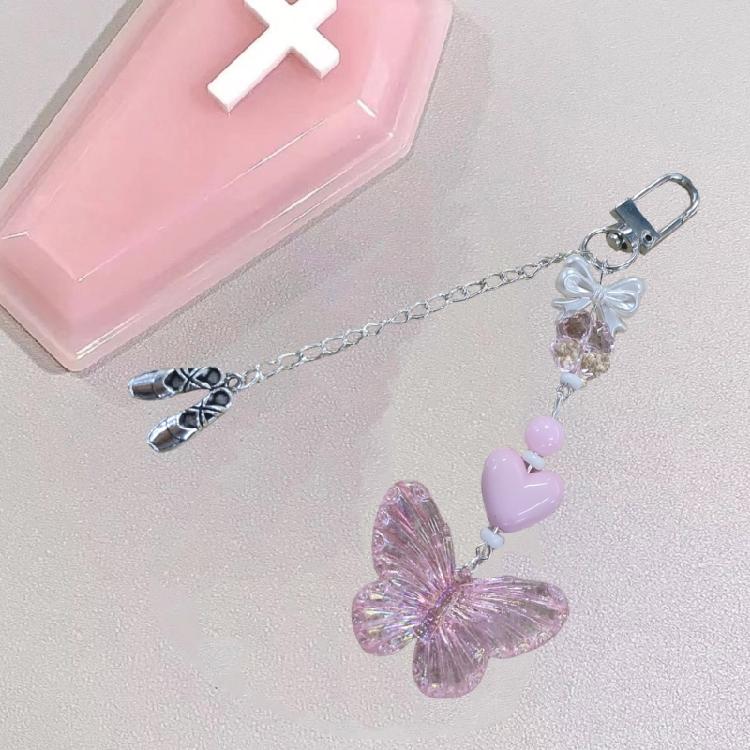 Butterfly Ballet Shoes Keychain Pendant Hanging Decoration Backpack Bag Charm