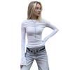 Autumn 2024 European & American Style Women's Slim Fit Solid Color Bell Sleeve Top