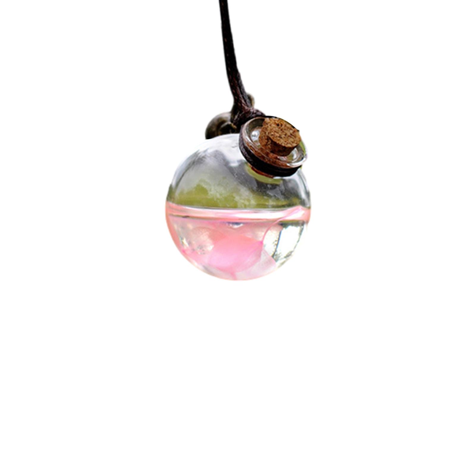 Hanging Car Perfume Bottle Empty Glass Bottle With Flower Car Mirror Aromatherapy Fragrance Hanging Pendant Car Fragrance