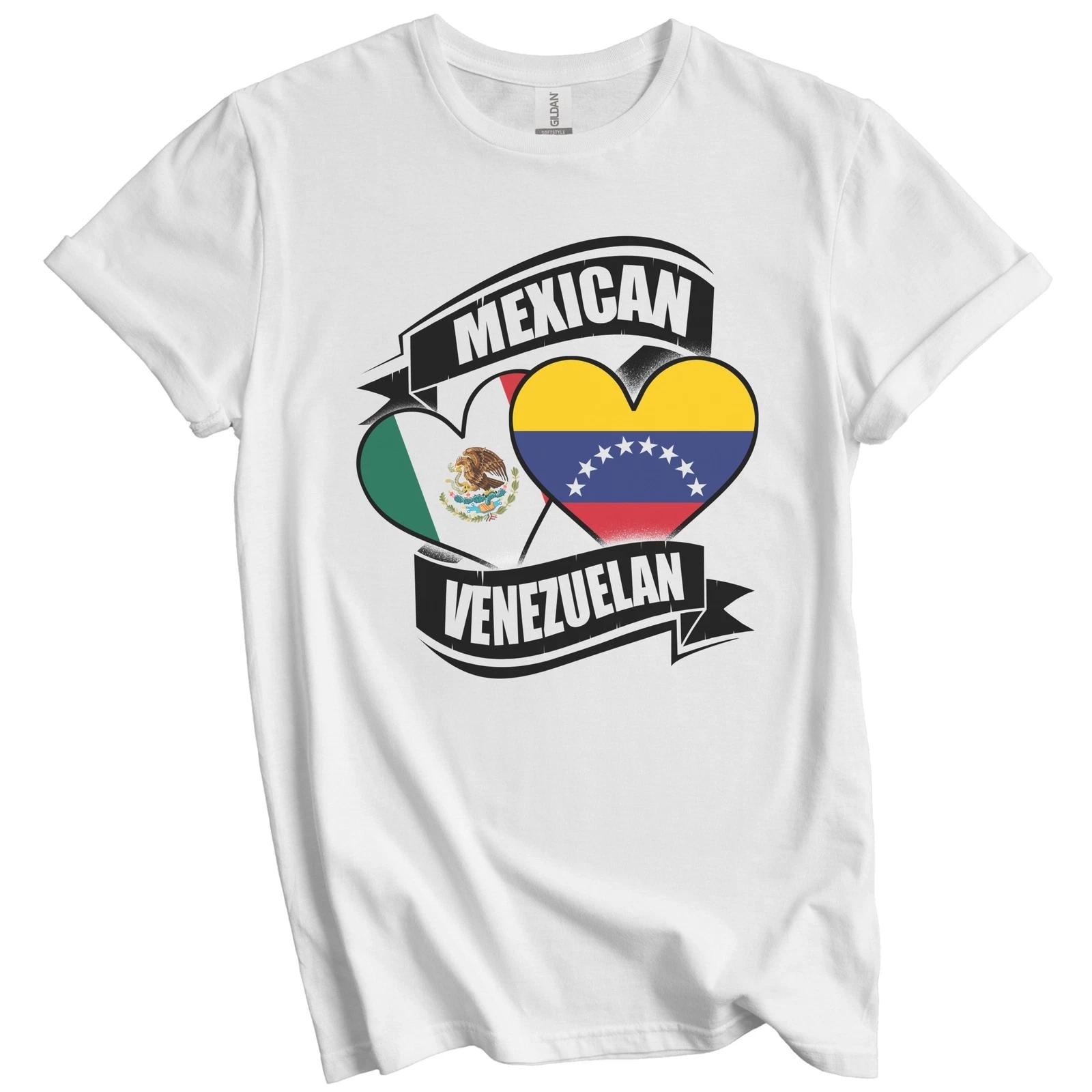 

Mexican Venezuelan Hearts Mexico Venezuela Flags T-Shirt XL