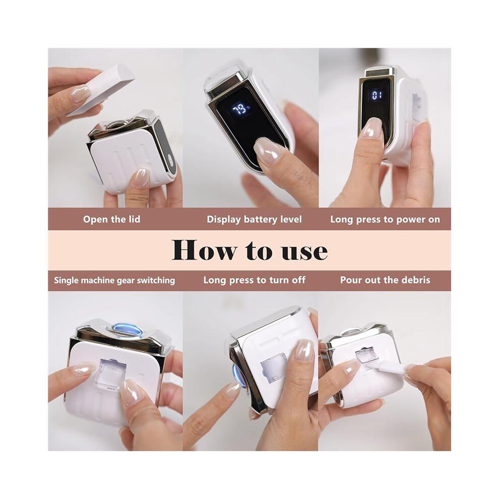 Electric Nail Clipper, Automatic Nail Trimmer with Digital Display, 3 Speeds, LED Light, USB Rechargeable