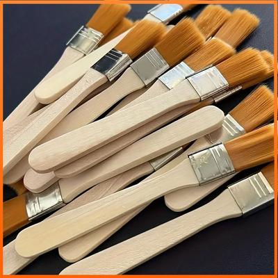 1Pcs Wooden Handle Nylon Bristle Paint Brush for Oil Painting, Dusting and Cleaning - Unrechargeable Hand Tool Set Without Batt