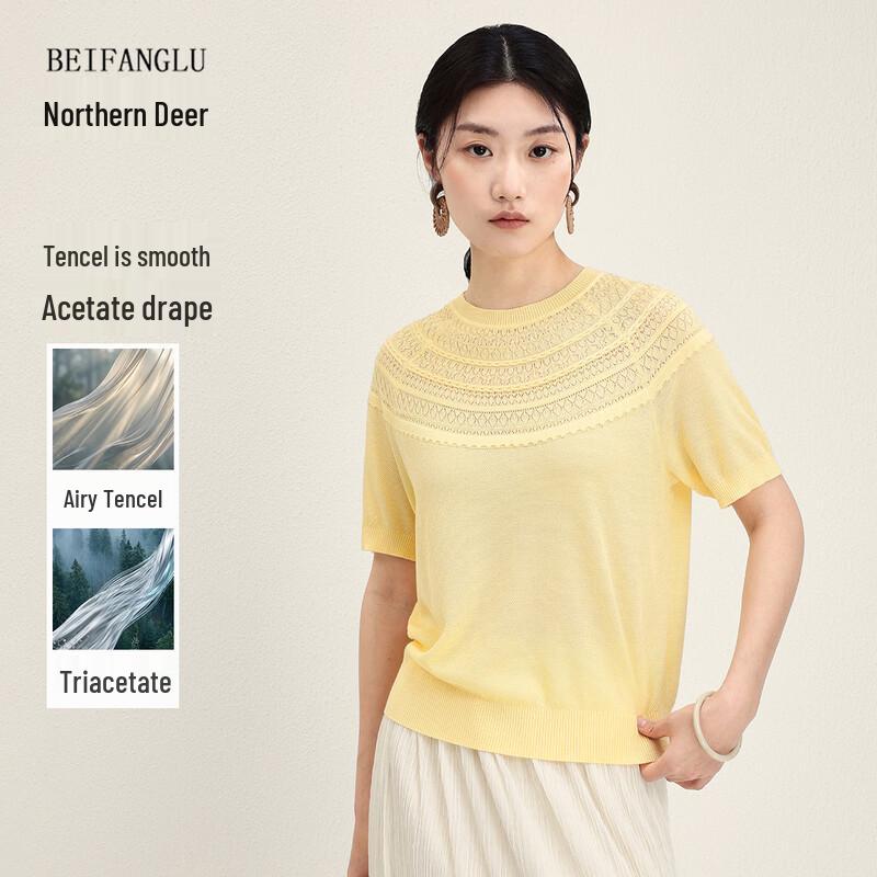 Men s Lyocell Blend Round Neck Knit T-Shirt L