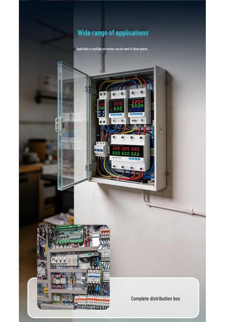 Adjustable Over/Under Voltage & Overcurrent Protector with Dual Break Metering & Self-Resetting Overload Limiter – Single/Three-Phase Compatible