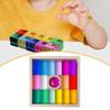 Rainbow Building Blocks Set Stacking Toy with Wooden Storage Box Stack Build and Sort
