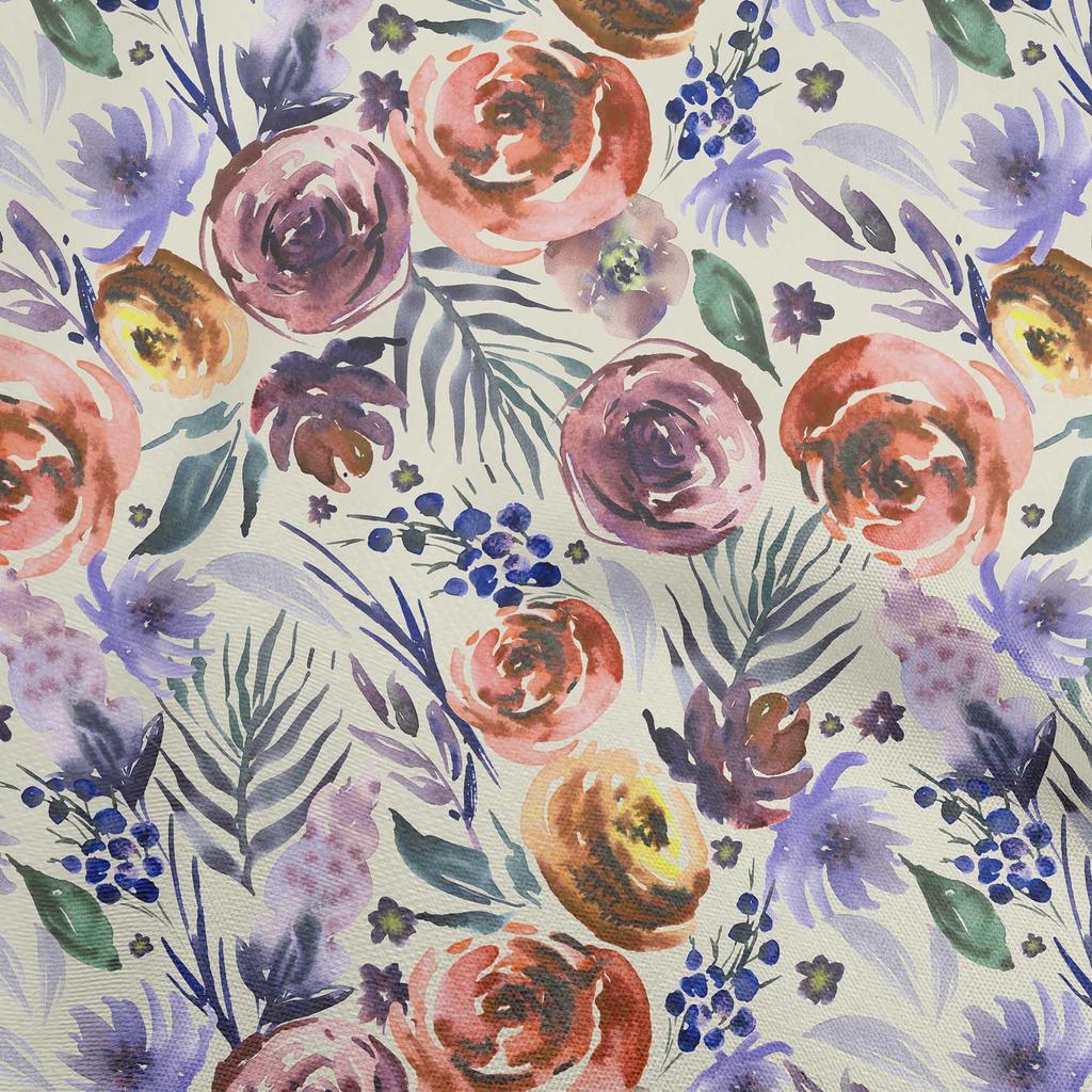 oneOone Baumwolle Flex Mittelblau Stoff Blumen Kleidermaterial Stoffdruckstoff Meterware 40 Zoll