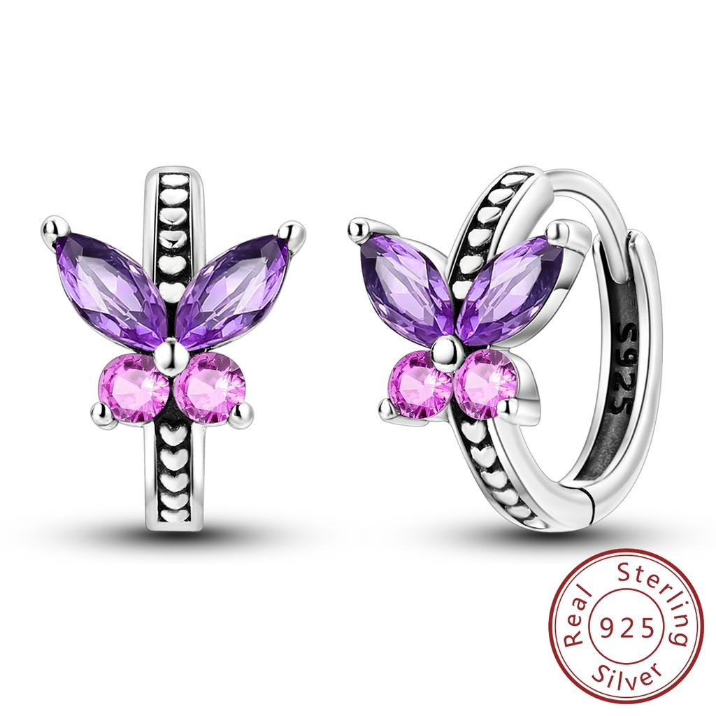 New Hoop Woman Earring Copper Pendientes Butterfly Flower Earring Fine Jewelry