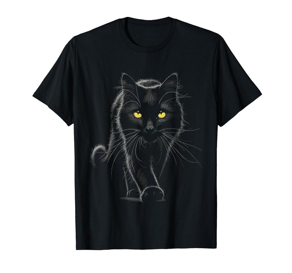 Black Cat Yellow Eyes Cats T-Shirt For Lover Cat Unisex T-Shirt M