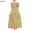 ZANZEA Lässiges Sommerkleid mit Rundhalsausschnitt und kurzen Ärmeln für Damen